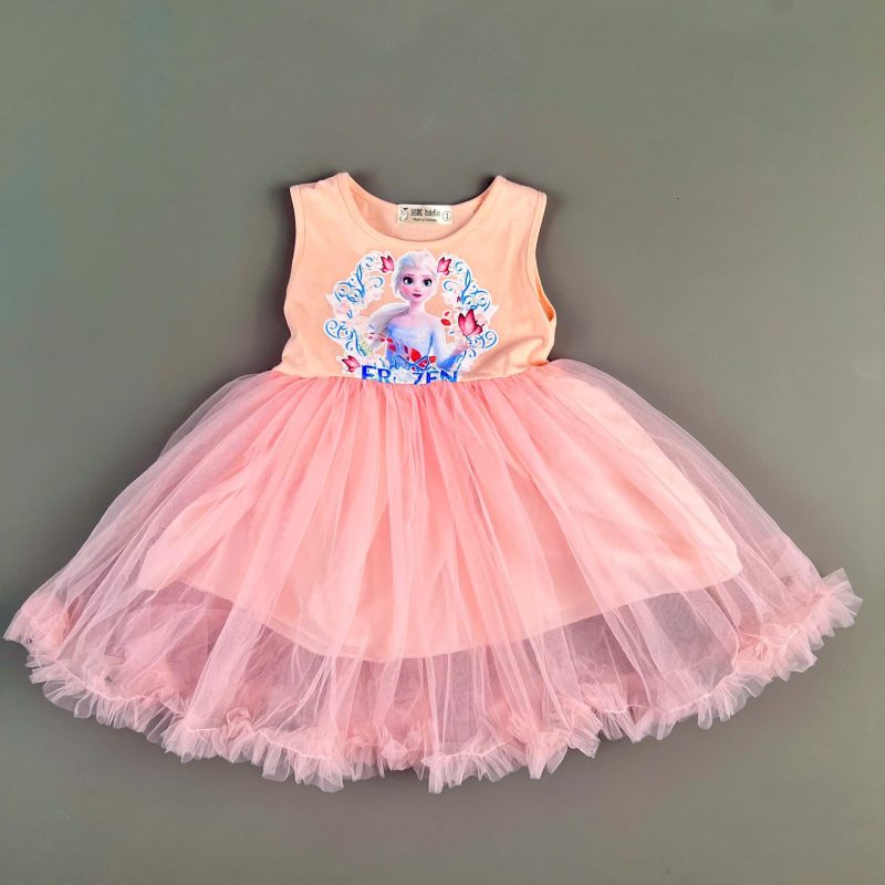 Mẫu váy VCT15 – Váy công chúa Elsa cotton phối lưới