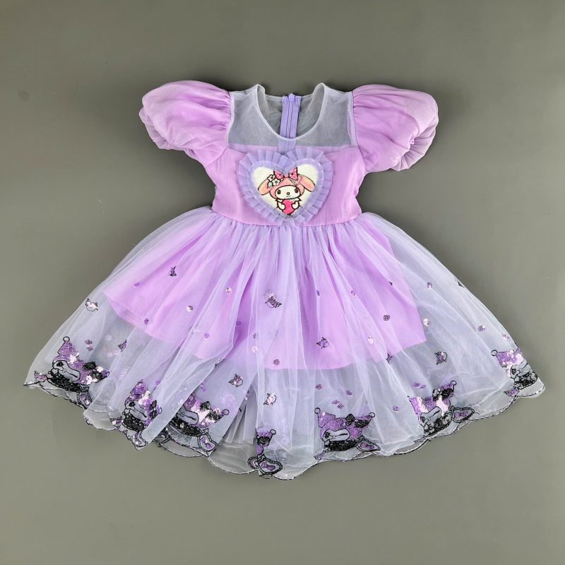 Mẫu váy VT08625-Chất tơ phối lưới thêu họa tiết Kurumi