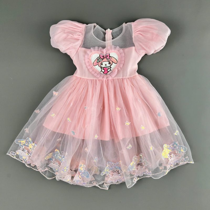 Mẫu váy VT20-Chất tơ phối lưới thêu họa tiết Kurumi