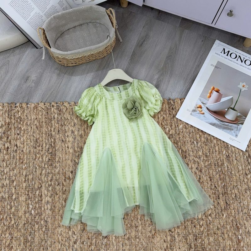 Mẫu váy VT116- Váy tơ loang phối lưới