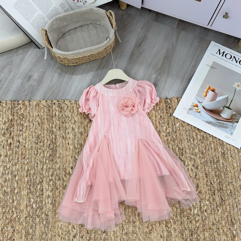 Mẫu váy VT118- Váy tơ loang phối lưới